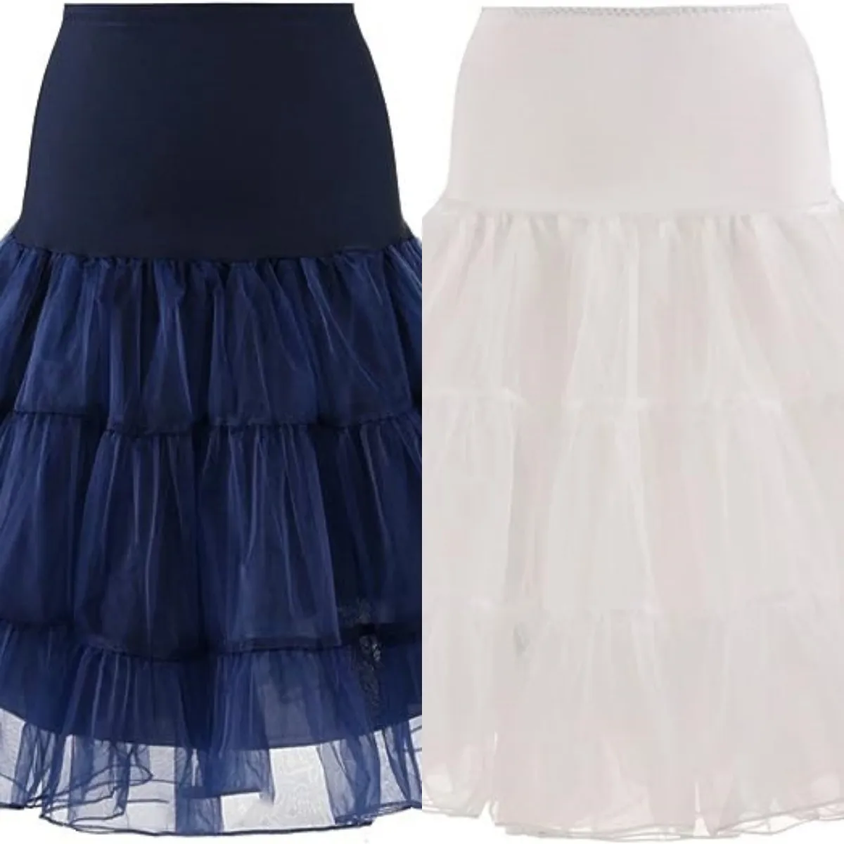 

Women’s Tulle Petticoat Skirt with Plain Waistband Knee Length Flared Layered Tutu Skirt For Wedding