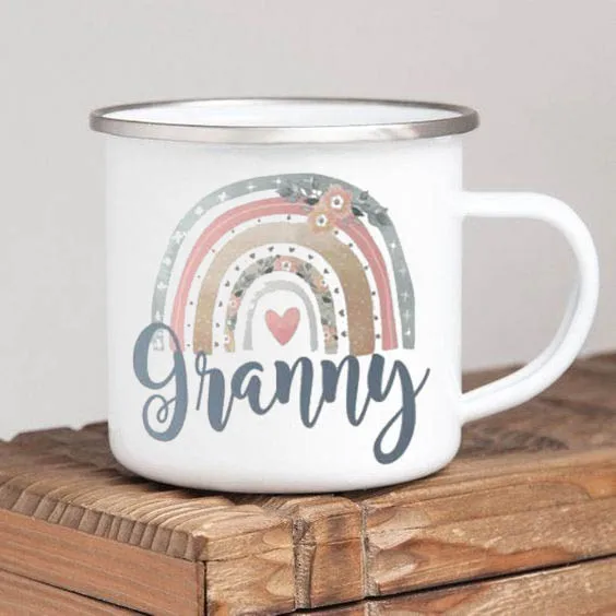 World's Best Grandma Enamel Coffee Mug – Thoughtful Gift for Grandmother on Mother's Day or Birthday