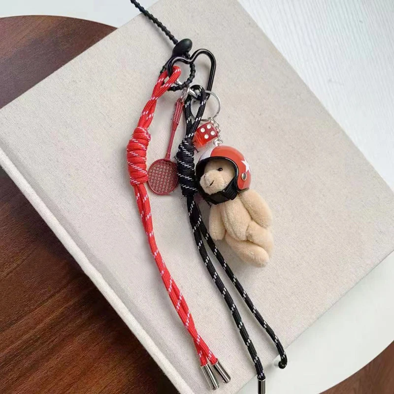 Creative Bag Pendant Cute Couple Backpack Keychain Decoration Punk Style Helmet Bear Kitten