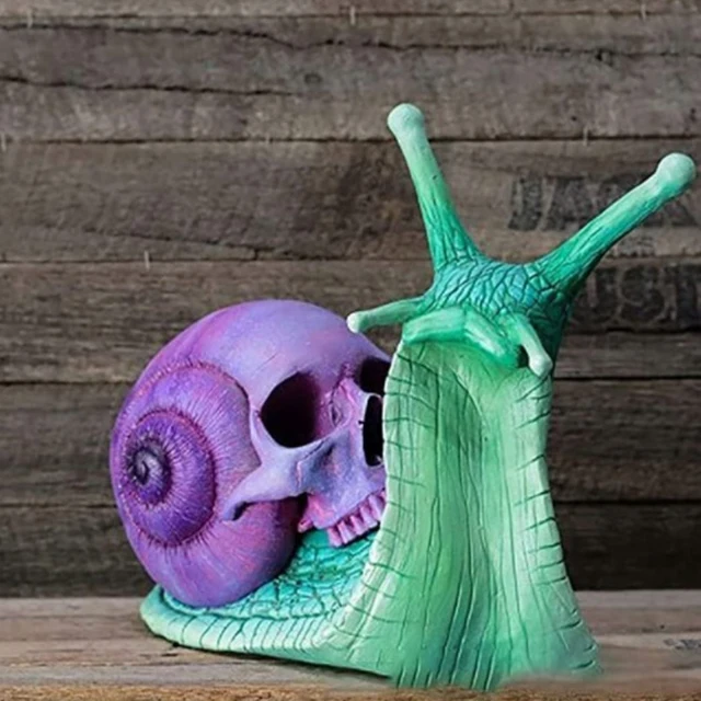 Halloween Kreatív Csiga Koponya Gyanta Szobrászat Termék Csigaszobor Asztali Kézműves Gótikus Kerti Otthoni Dekoráció Kiegészítő - Image 3