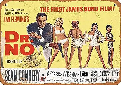 

James Bond Dr. No Wall Poster Tin Sign Vintage BBQ Restaurant Dinner Room Cafe Shop Decor