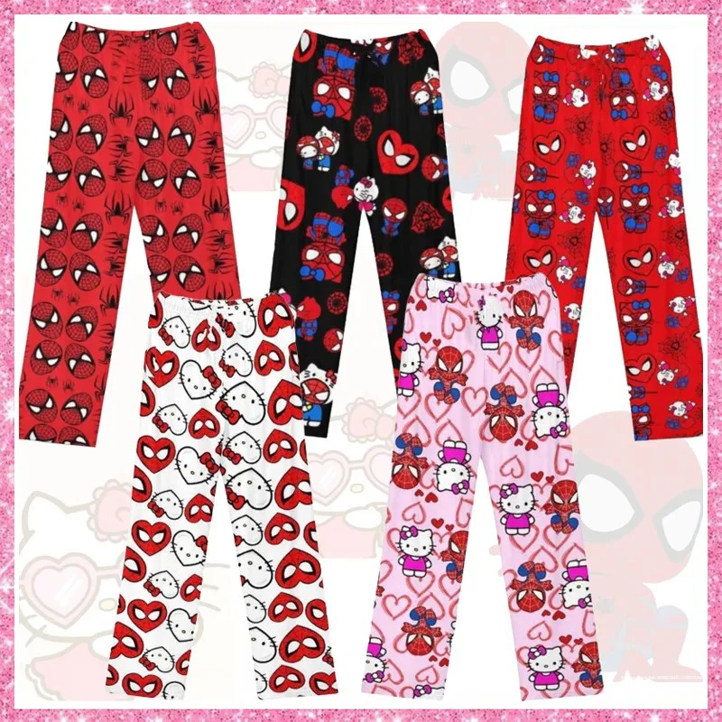thumbnail image 4 of Miniso Hello Kitty Spider-Man Pantalones de pijama holgados de algodón para mujer Pantalones de pijama para mujer y hombre Primavera Verano Spiderman Ropa de dormir para niña, 4 of 4