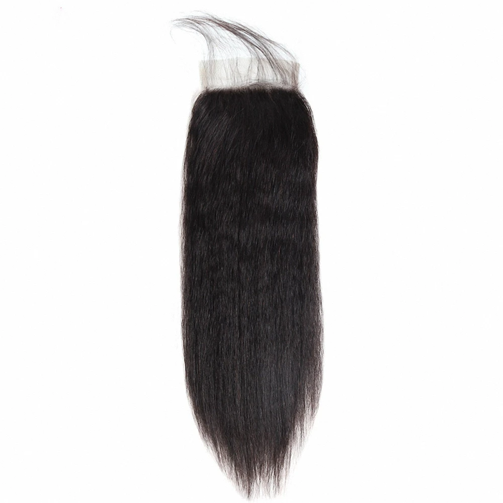 Brazilian Remy Yaki Straight Bundles 4x4 Lace Closure Kinky Straight Hair 3 Bundles with Closure Human Hair Weave Extensions