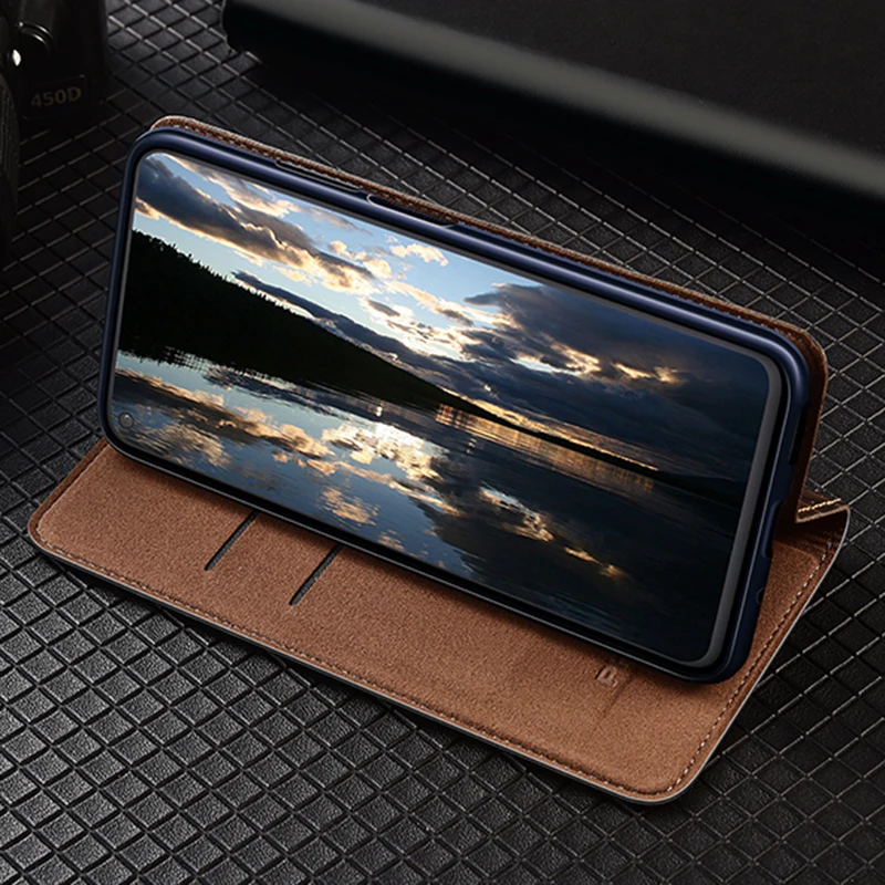 Luxury Genuine Leather Flip Wallet Phone Cover