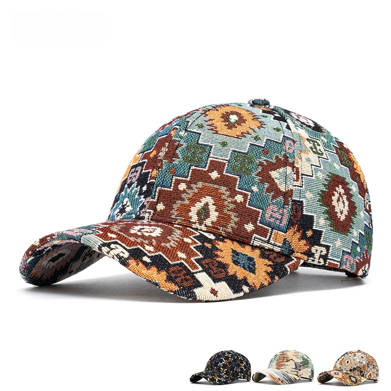 Women's Baseball Cap Year-Round Printed Design with Jacquard Craft Colorful Patterns Cotton-Polyester Blend Adjustable Size