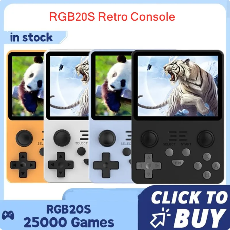 Powkiddy Rgb20S Console Per Videogiochi Retrò 3.5 Pollici Open Source Dual Joystick Mini Lettore Di Giochi Portatile Bambini Regalo Per Bambini Nero