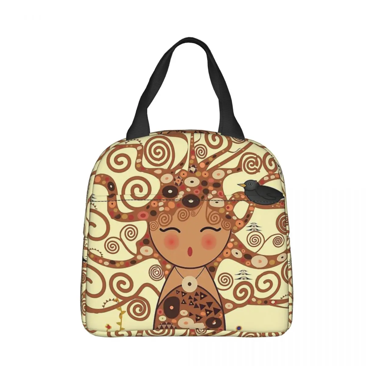 

Kokeshi Tree Of Life Insulated Lunch Bags Thermal Bag Reusable Stoclet Frieze Gustav Klimt Portable Tote Lunch Box Food Bag