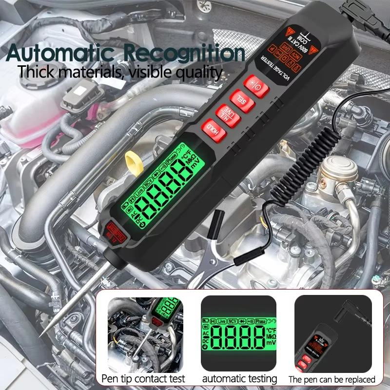 USB Rechargeable Car with Clip Digital Multimeter Pen Type 4000 Counts AC/DC Voltage Non-Contact Auto Ohm Diode Tester For Tool digital multimeter multimeter tester voltage detector tester voltage meter tester