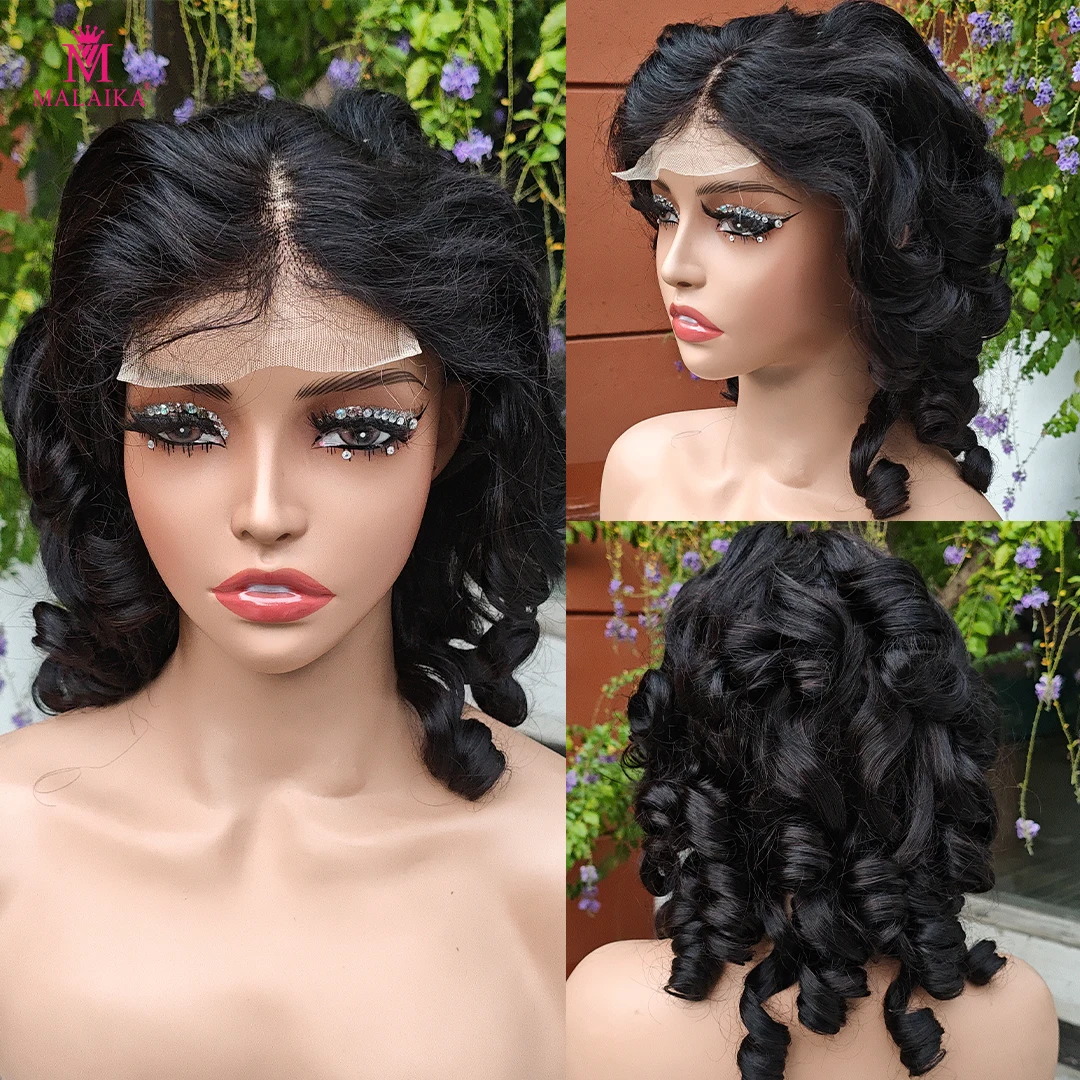 Parrucca di capelli umani ricci a spirale con doppia trama e punte arricciate, densità 300%, frontale in pizzo 4x4, 100% capelli umani ricci e voluminosi - immagine 5