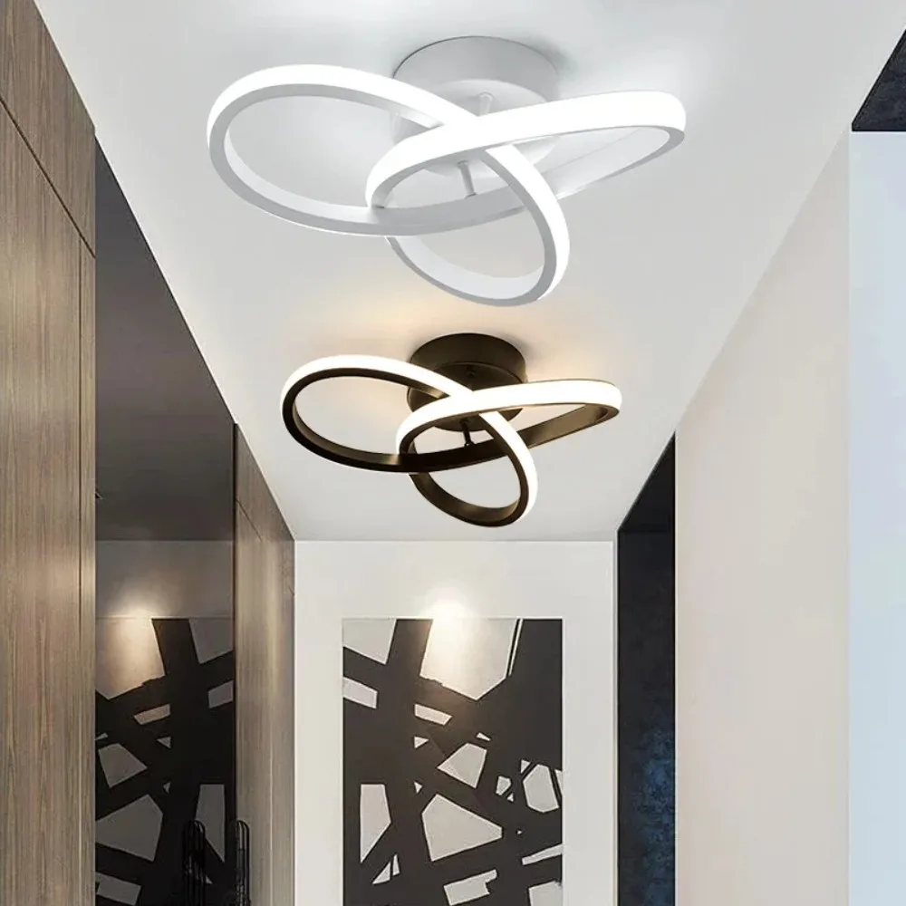 White Modern Household Led Ceiling Light Semi Flush Mount Ceiling Lamps for Bedroom Foyer Study Corridor Indoor Light Fixture
