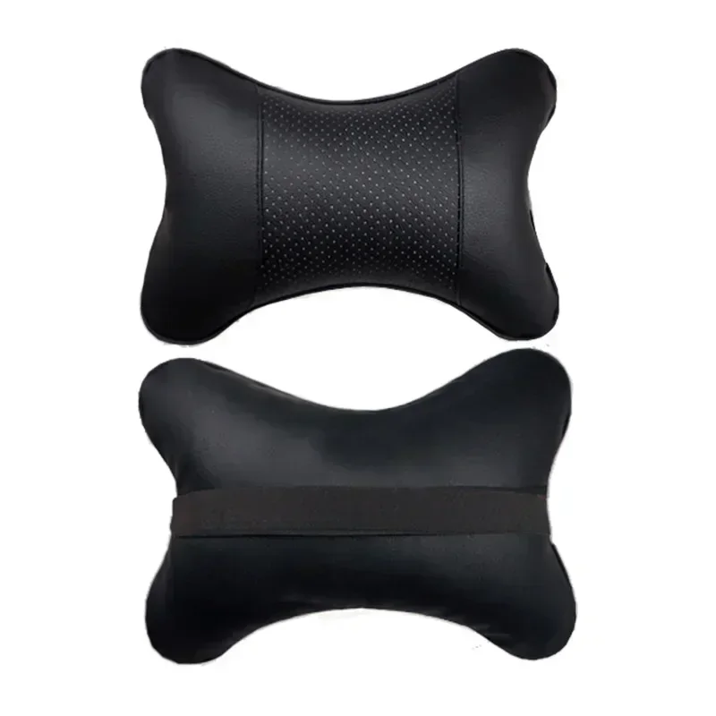 Car Neck Pillow Both Side Pu Leather Car Headrest Pillow Neck Support Cushion For Head Pain Relief 3D Filled Fiber Breathable