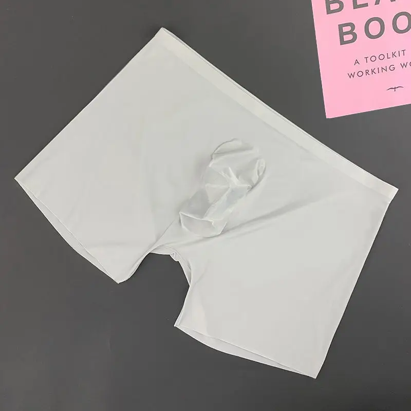 Men's Boxer Briefs Ice Silk Ultra-Thin Low Waist Comfort Spring Summer Men's Pants Sexy Fashion Boxer Enhanced Sexual Function