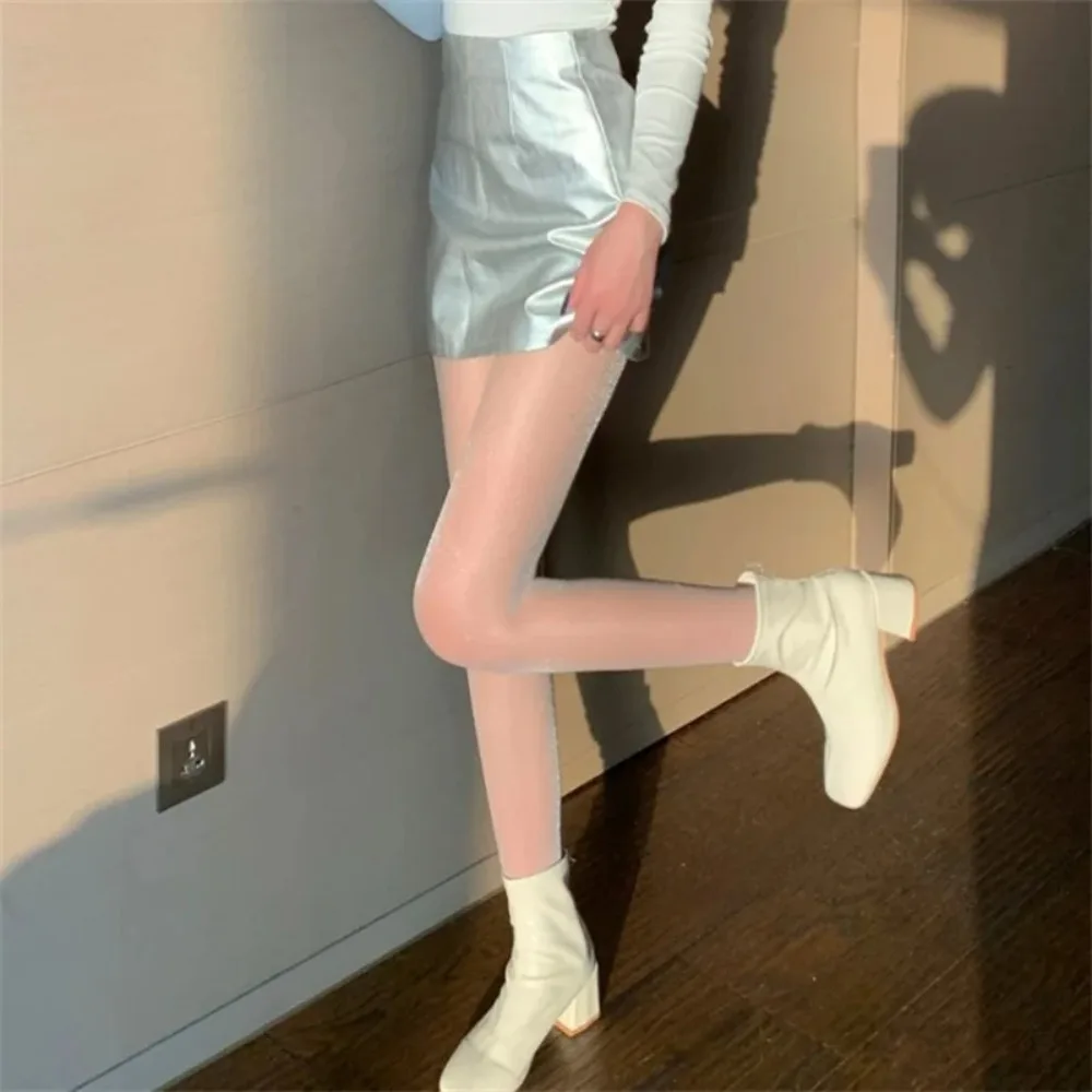 Women Pantyhose Shiny Silk Pantyhose Transparent Tights Charming Women's Underwear Glitter Bright Hosiery Ladies Slim Thigh High Stockings