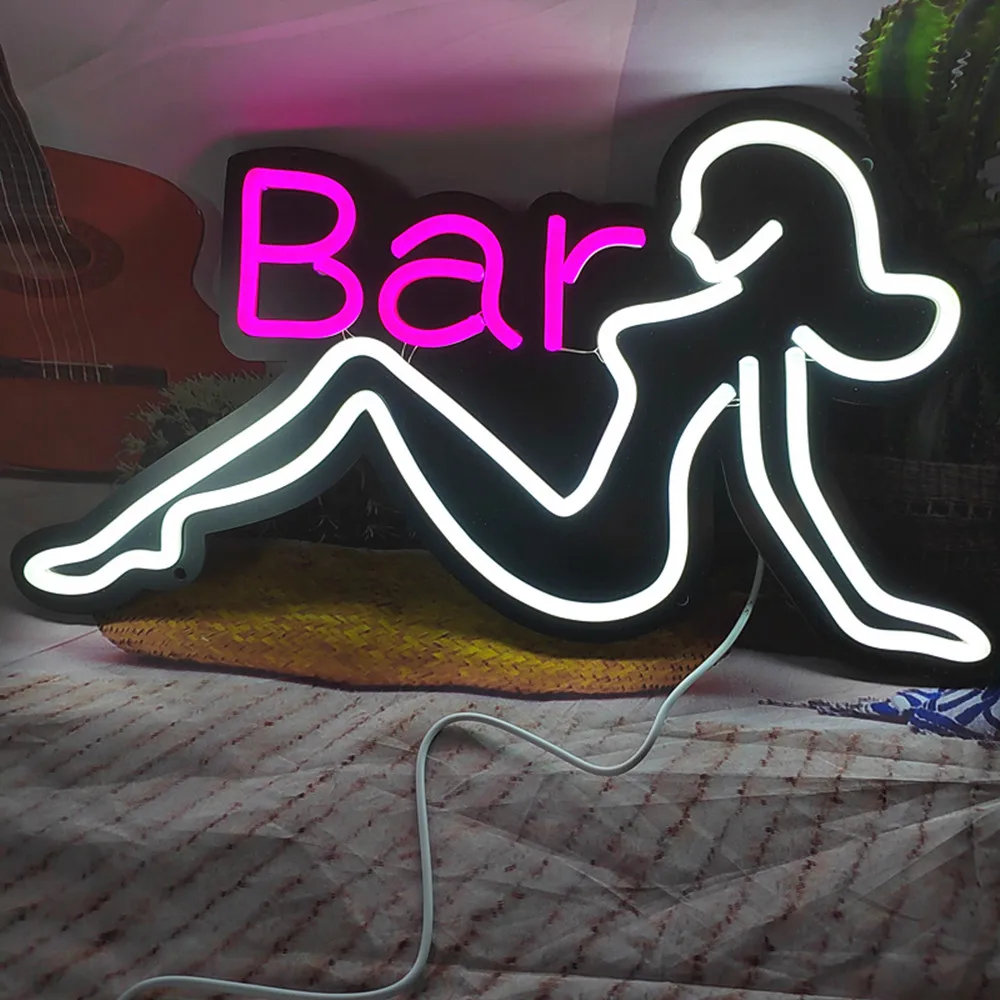 

Dimmable Woman Wineglass Neon Sign Led Cocktails Neon Lights for Bedroom Wall Art Decor Usb Powered Man Cave Beer