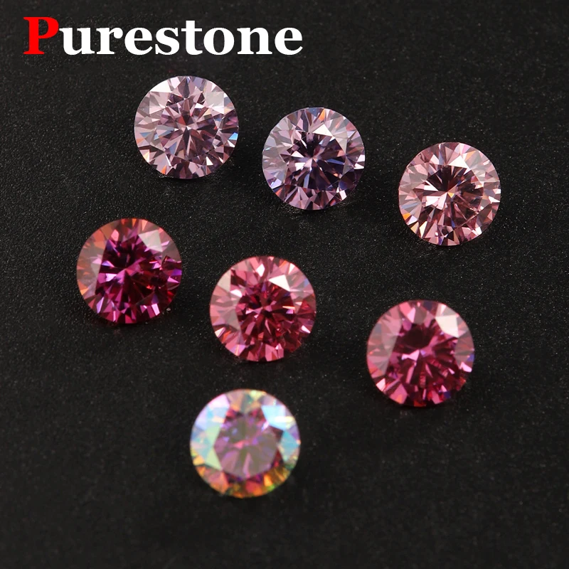 Colorful Round 0.1-10ct RarerPink Moissanite Loose Stone Red Purple Good Cut Colored Green Black Blue Real Moissanite Diamonds