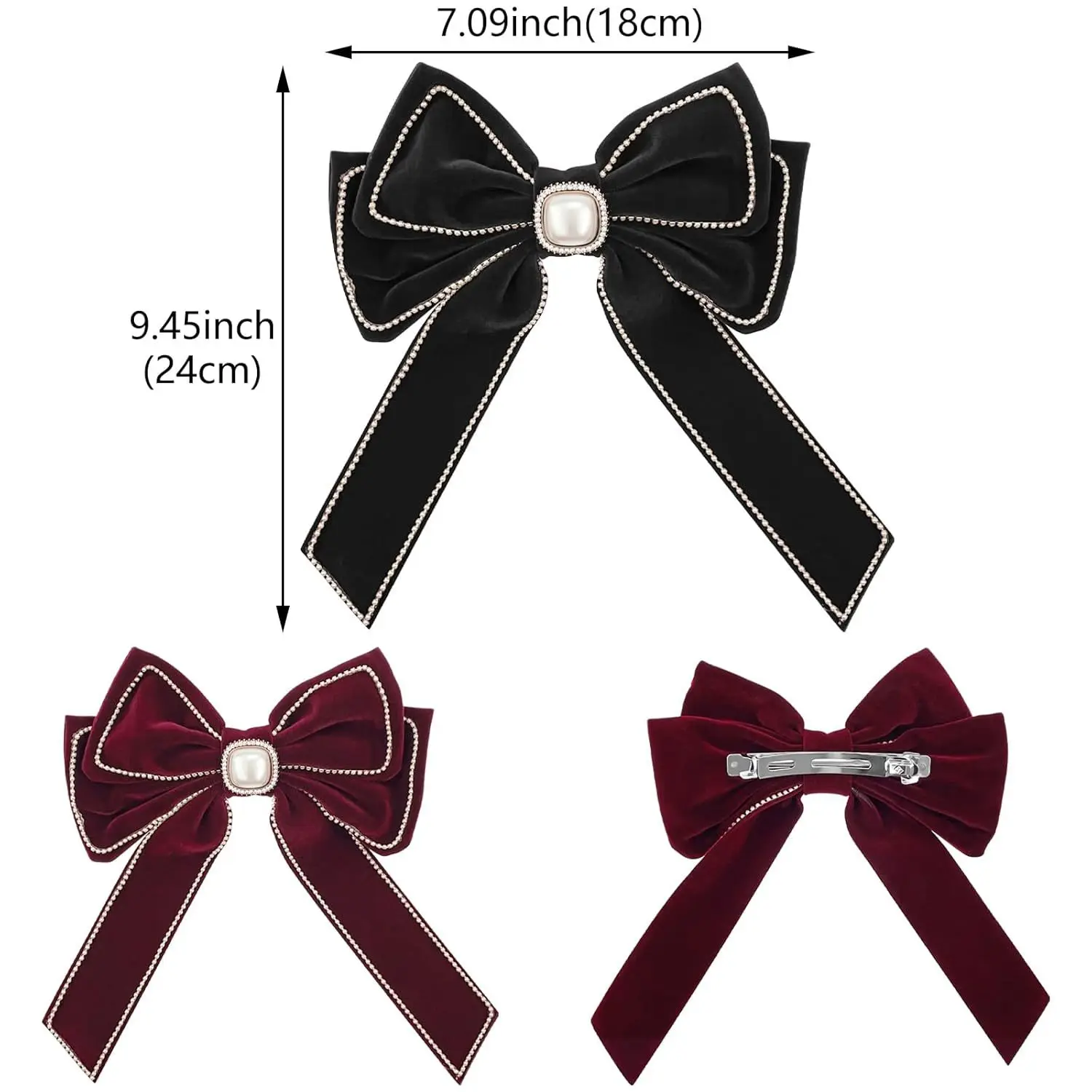 1PC Velvet Bow Hair Clips, Elegant Pearl Decor Hairpins, Vintage Hair Accessories For Women Girls Daily & Party Use