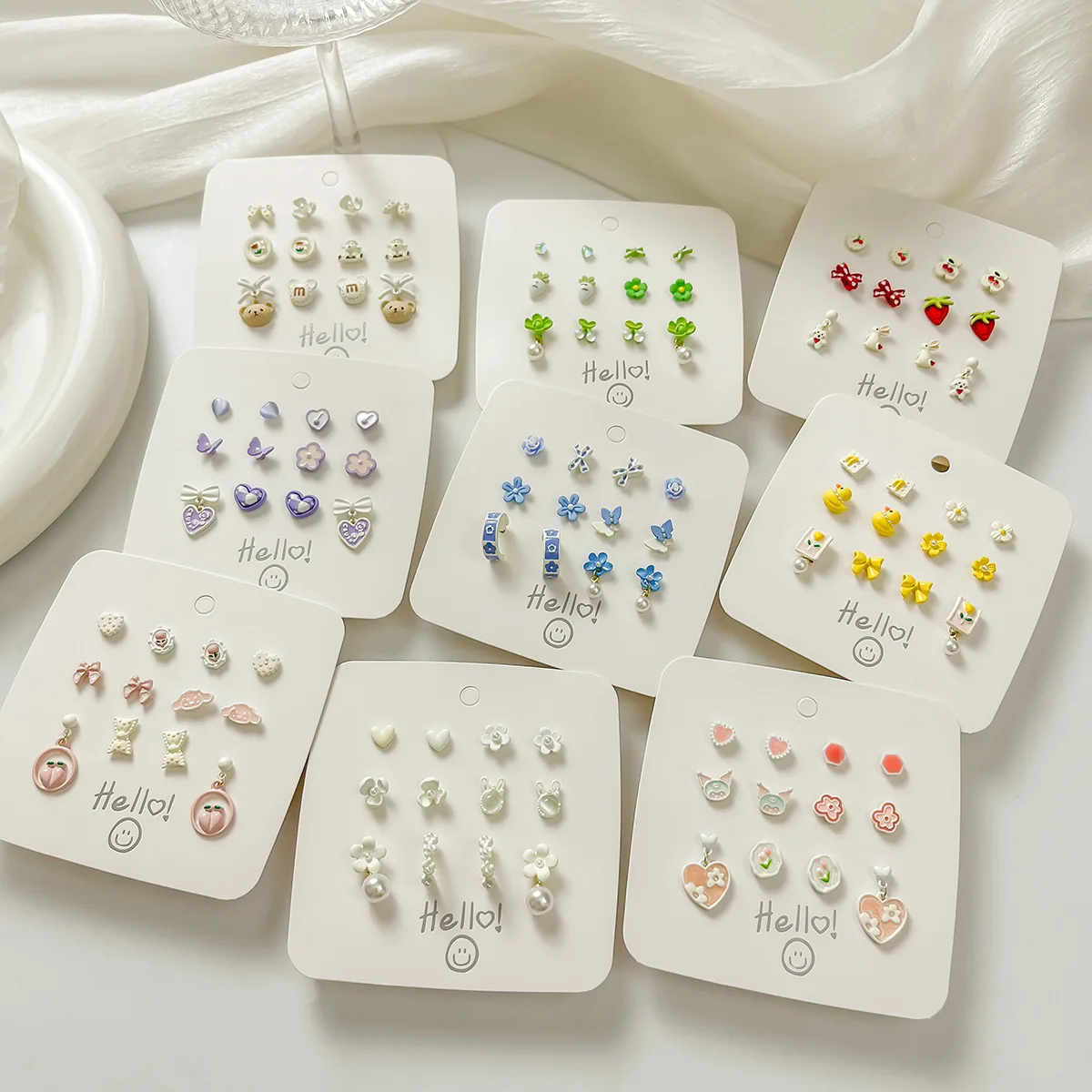 

6pair/set Silver Color Ear Stud Set Daily Versatile Wearable for Girls Simple Cute Stud Earrings Jewelry Gifts