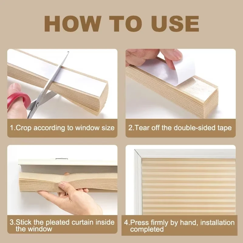 Self-Adhesive Pleated Window Blinds 5