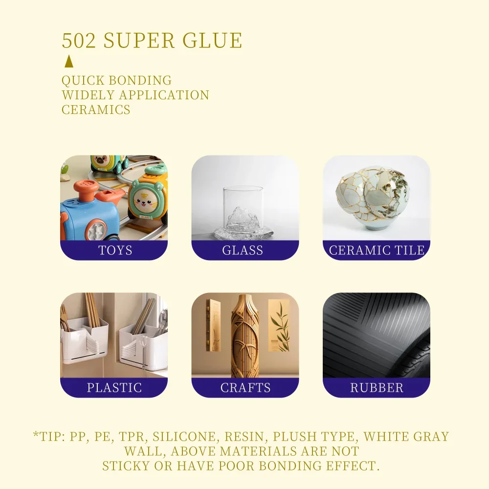 BIGLU 502 Super Glue Quick-drying Cyanoacrylate Instant Leather Rubber Wood Metal Strong Bond Liquid Adhesive Tool 6
