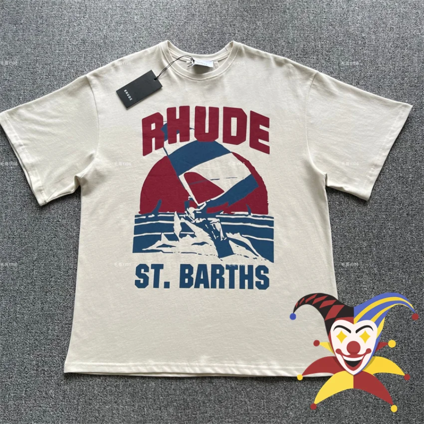 

Vintage RHUDE Sailing Print T Shirts Men Women Oversize Tee Top T-shirt