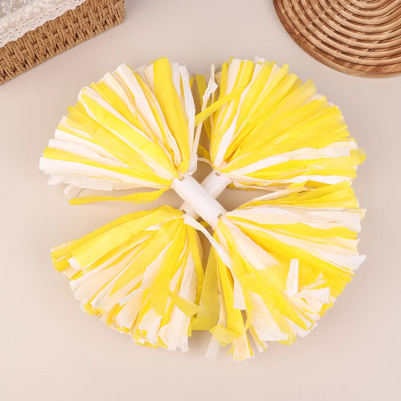 2Pcs Double Hole Finger Ring/ Handle Style Cheerleader Pom Poms Cheer Balls Streamer Club Sport Dance Party Decorator Tools