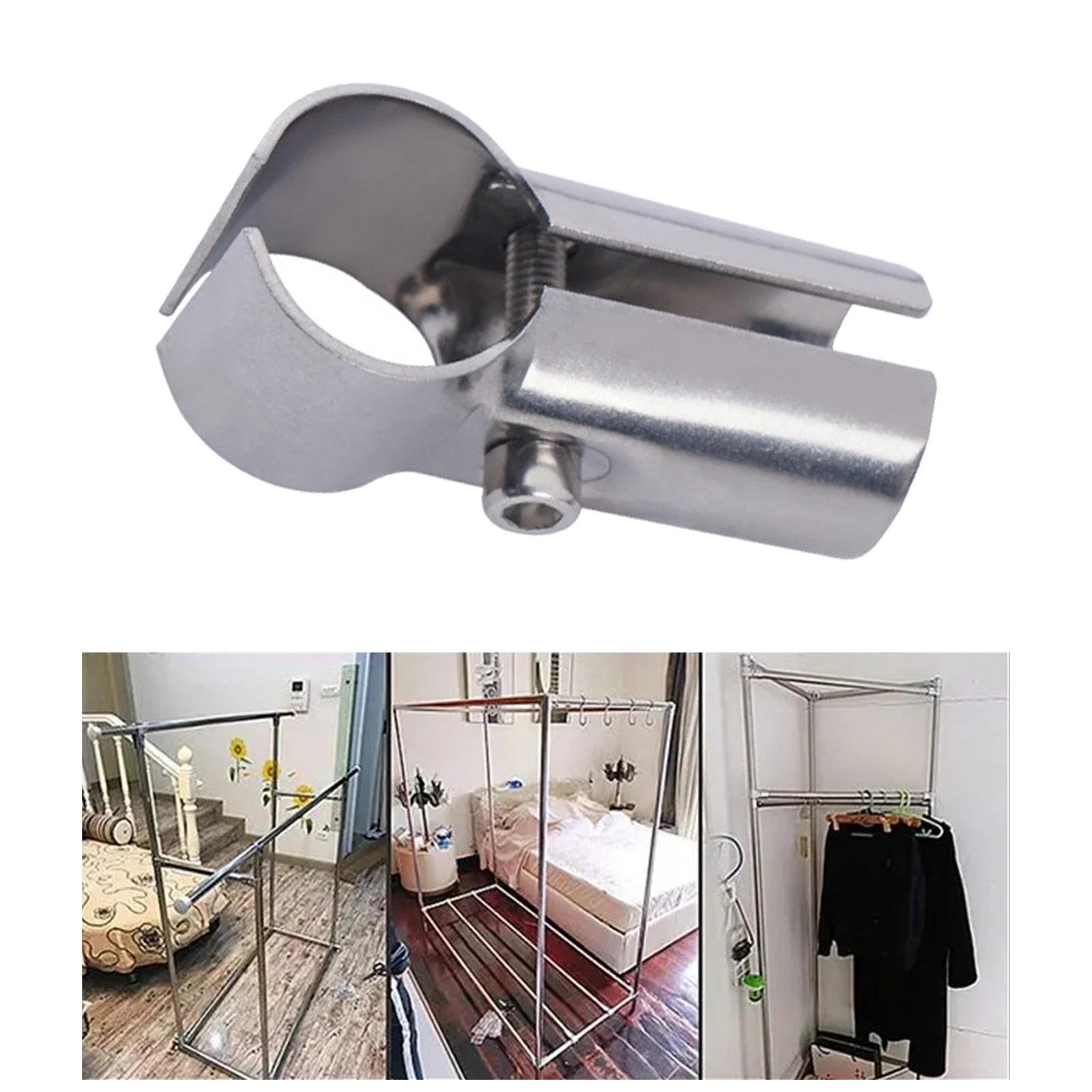 4 Supports Tringle à Vêtements En Acier Inoxydable - Fixation 3 Trou Pour Armoire, Penderie, Salle De Bain - 11