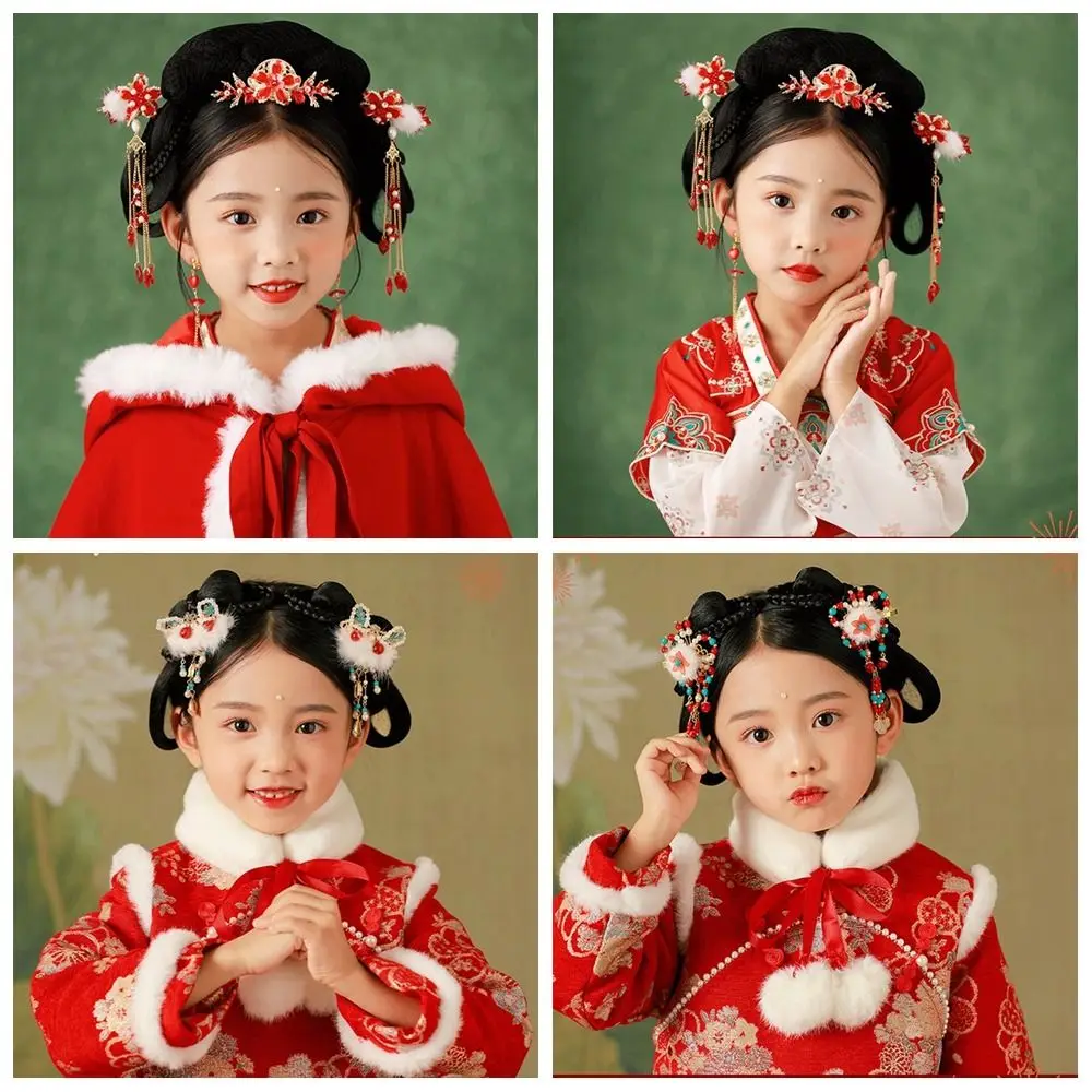 

Новый год красные китайские стильные шпильки для волос женская жемчужная заколка Hanfu головной убор из сплава чонсам