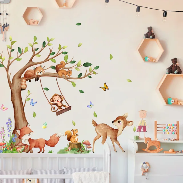 Lion Wall Stickers for Kids Rooms Cartoon Large Animal Wall Stickers