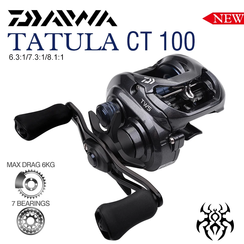 

Новинка DAIWA TATULA CT100 катушки для заброса приманки 7BB Передаточное отношение 6,3: 1/7.3:1/8,1: 1 макс. фрикцион 6 кг TWS катушки рыболовные катушки