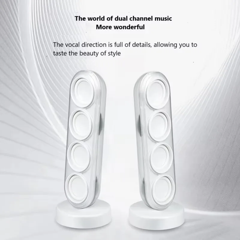 Home Wireless Bluetooth Audio Transparent HIFI Stereo Subwoofer with Colorful Atmosphere Desktop Speaker Support AUX TF Card 5