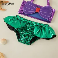 Tregren Toddler Kids Girl Mermaid Bikinis Set Summer Beachwear Halter Top Swimwear Swimming Pool Bathing Suit with Headband 4