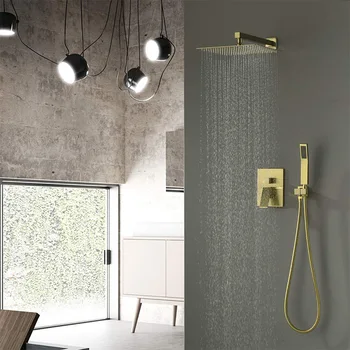 ชุดฝักบัวติดผนังแบบซ่อน FARRETE รุ่นหรูหรา สีทองขัดเงา พร้อมหัวฝักบัวน้ำร้อนน้ำเย็นในตัว 1