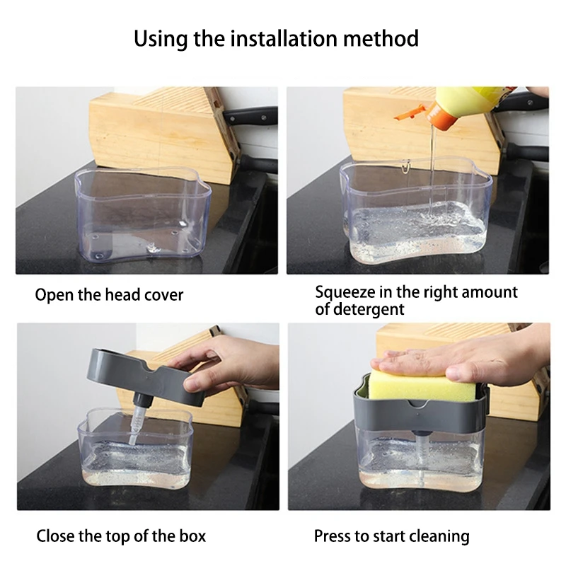 Description Picture 6 of itemSoap Dispenser Pump Manual Press Cleaning Liquid Dispenser Container Manual Press Organizer Kitchen Tool