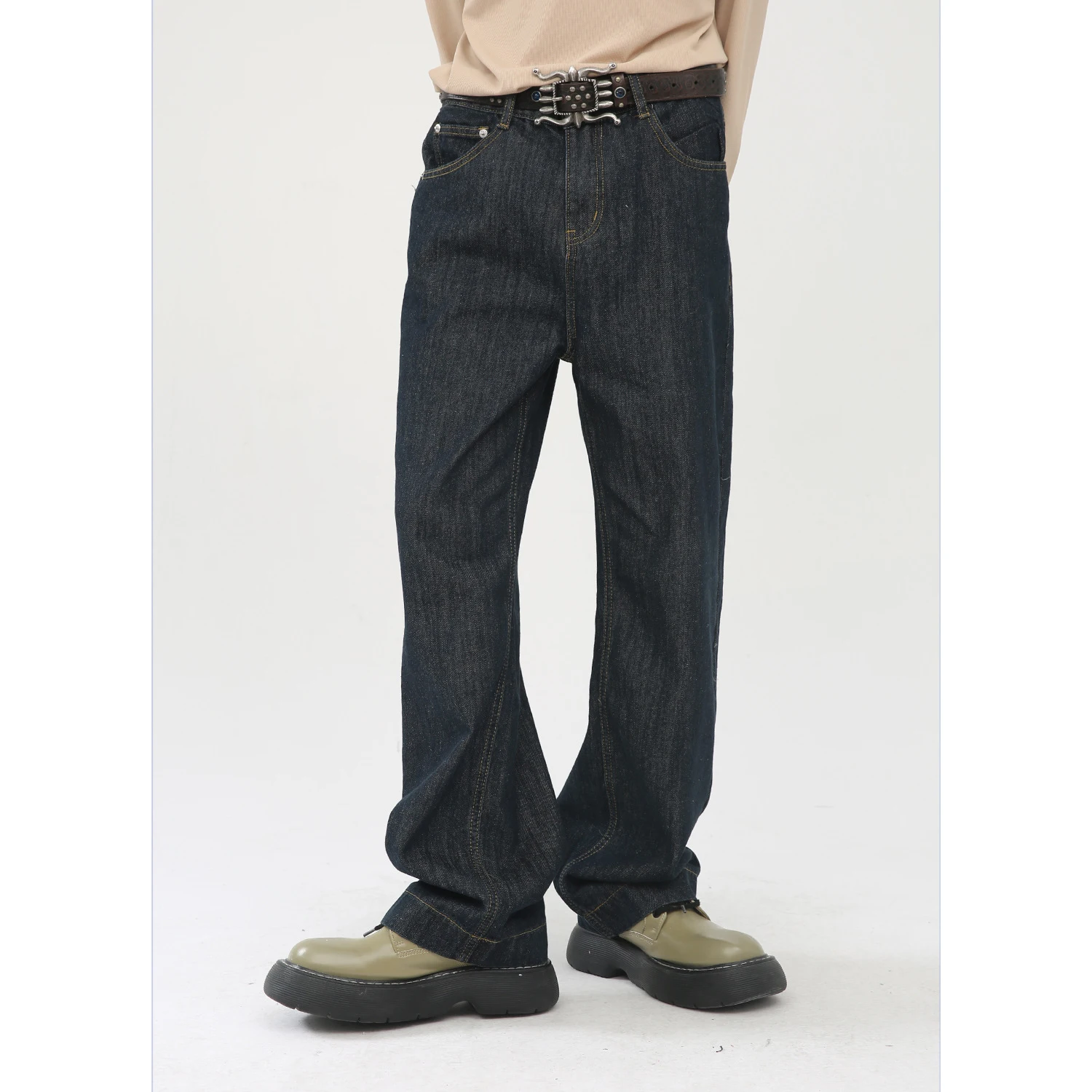 

Black Korean Fashion Y2k Loose Casual Straight Jeans for Men Street Trendy Baggy Denim Pants High Waist Low Price Long Trousers