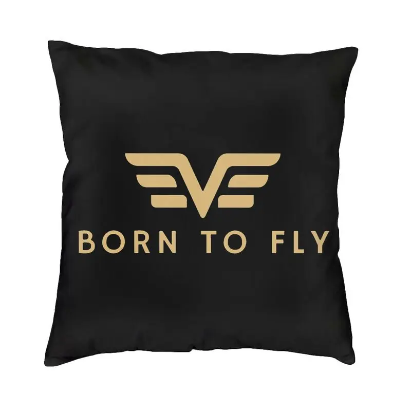 

Vibrant Born To Fly Logo Square Throw Pillow Case Decoration 3D Two Side Printed Aviation Flight Pilot Cushion Cover for Sofa