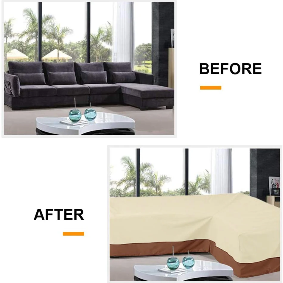 L Shape Corner Outdoor Sofa Cover Waterproof Rattan Corner Furniture Cover V Shape Sofa Table Chair Protective Dust Covers 5