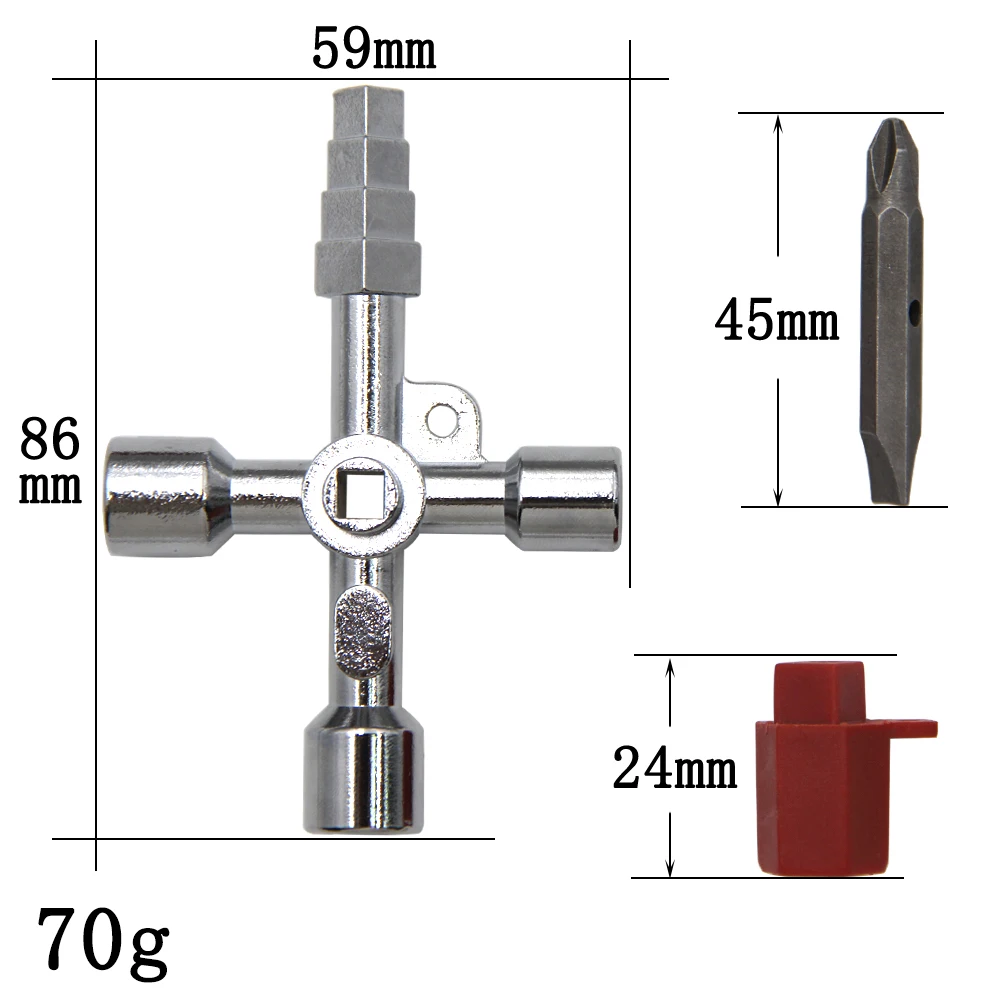 4in1 Silver Key Wrench Electrical Elevator Control Cabinet Valve Inner Triangle Quadrangle Screwdriver Tool Set 3