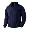 2025 New Men's Casual stand-up collar zipper pullover loose knitted jacquard autumn and winter long-sleeved sweater men's top 4