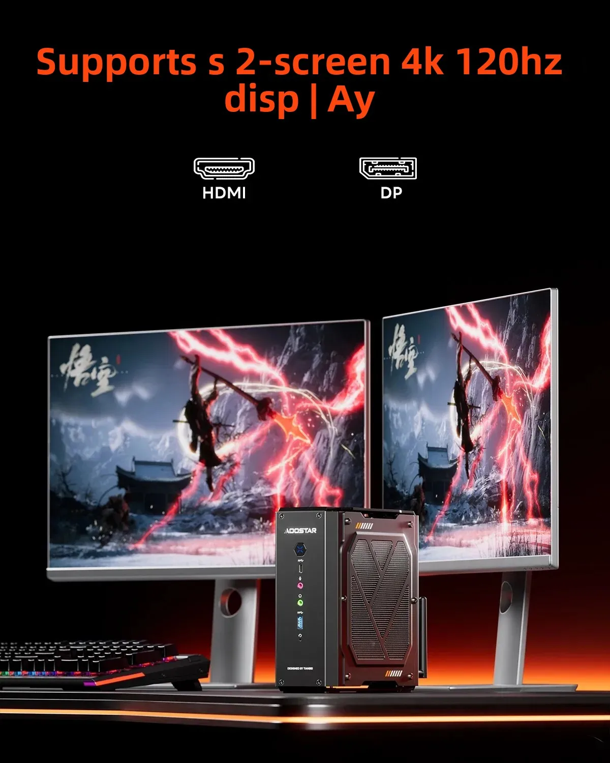 AOOSTAR GODX Mini PC AMD Ryzen 7 7435HS CPU+AMD Radeon RX 6600LE Graphics High Performance Gaming Desktop Computer