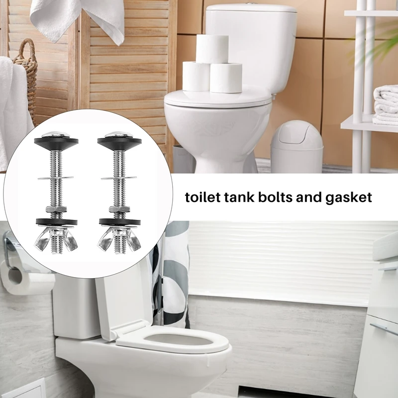 2 Pack Toilet Tank To Bowl Bolt Kits Cistern Bolts Kit Stainless Steel Toilet Pan Fixing Fitting With Double Gaskets CNIM Hot toilet cistern fixing kit