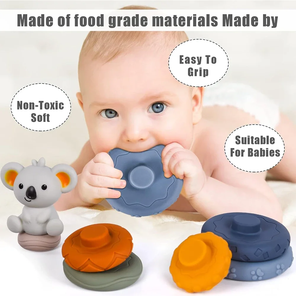 Baby Montessori Sensorisches Intellektuelles Entwicklungsset Entwicklung der Feinmotorik Koala Kaninchen Stapelturm Lernspielzeug – Detail 5