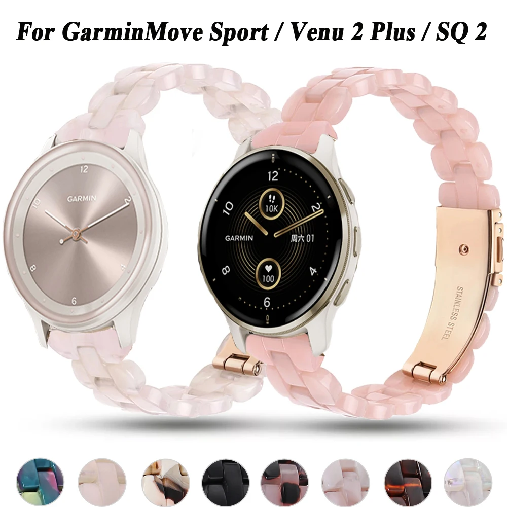 

Resin Watch Strap For Garmin Venu 2 Plus/SQ 2/vivoactive 3 3t Bracelet For GarminMove Trend/Sport/Luxe/Style Band 20mm Wristband