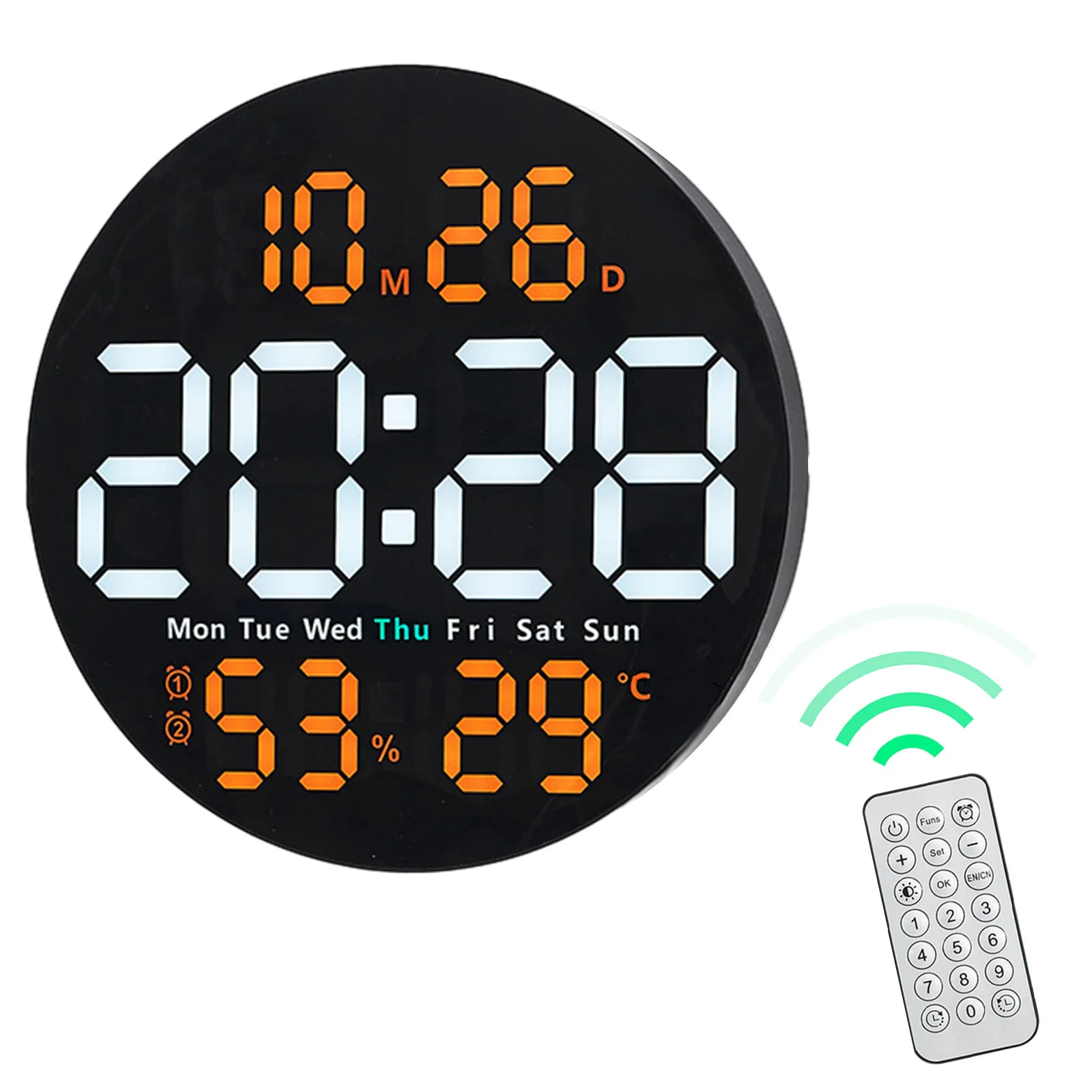 

Electronic Alarm Digital Wall Clock Alarm Date Display Humidity Temperature Timing Package Content Temperature