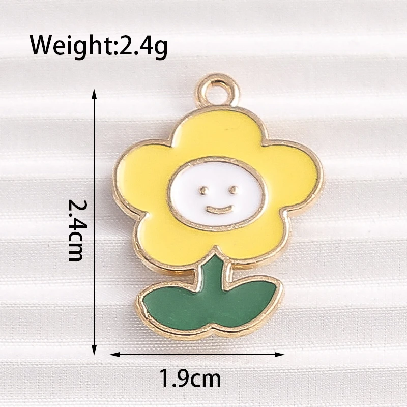 10 teile/los Bunte Emaille Blume Charms für Schmuck Machen Legierung Pflanze Baum Sonnenblumen Charms Anhänger für DIY Halsketten Ohrringe – Detail 1