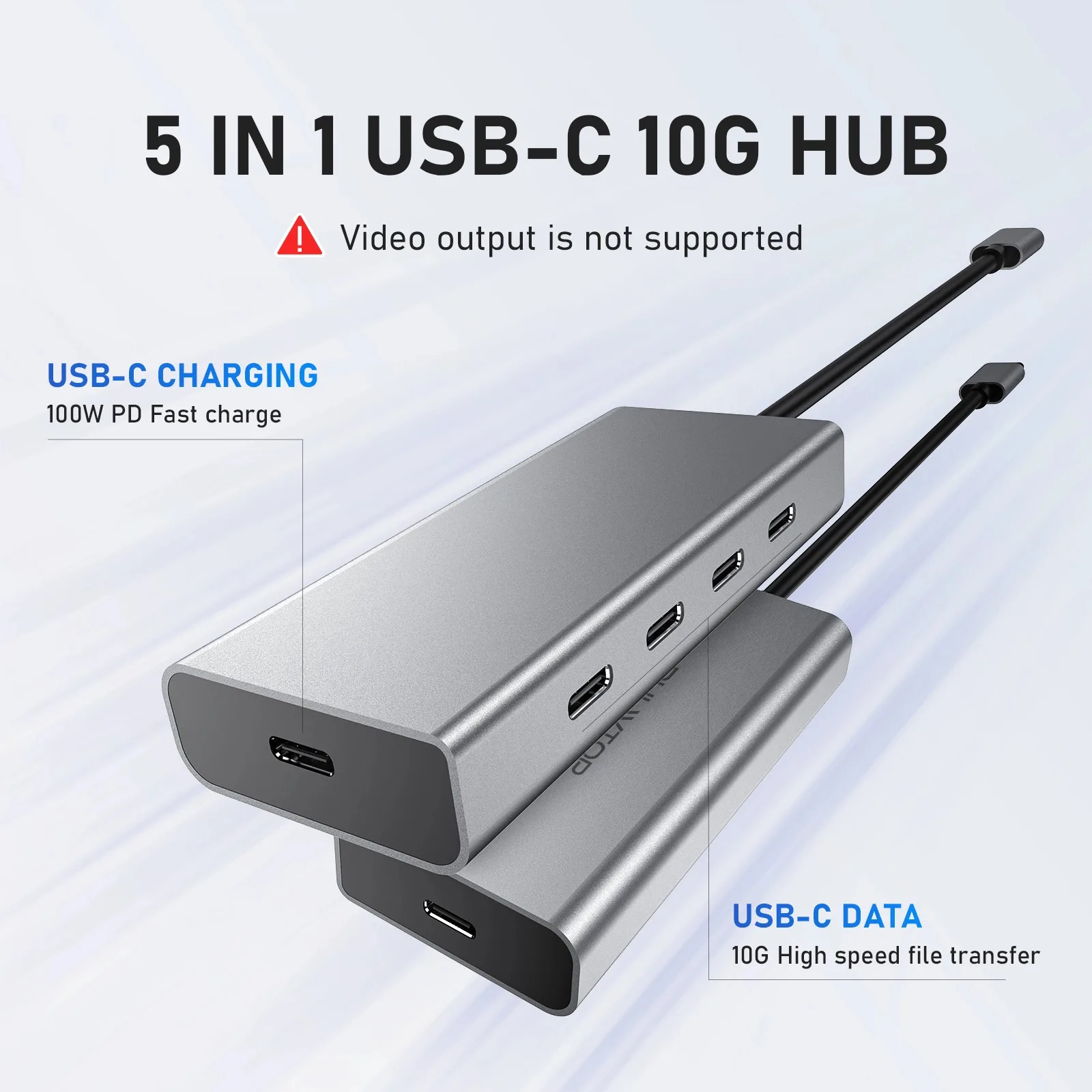 5-poorts hub, 10 Gbps gegevensoverdracht, 100 W PD-opladen, USB-C hub-multipoortadapter voor boeken, Chromebooks, I, XPS_voghion.com