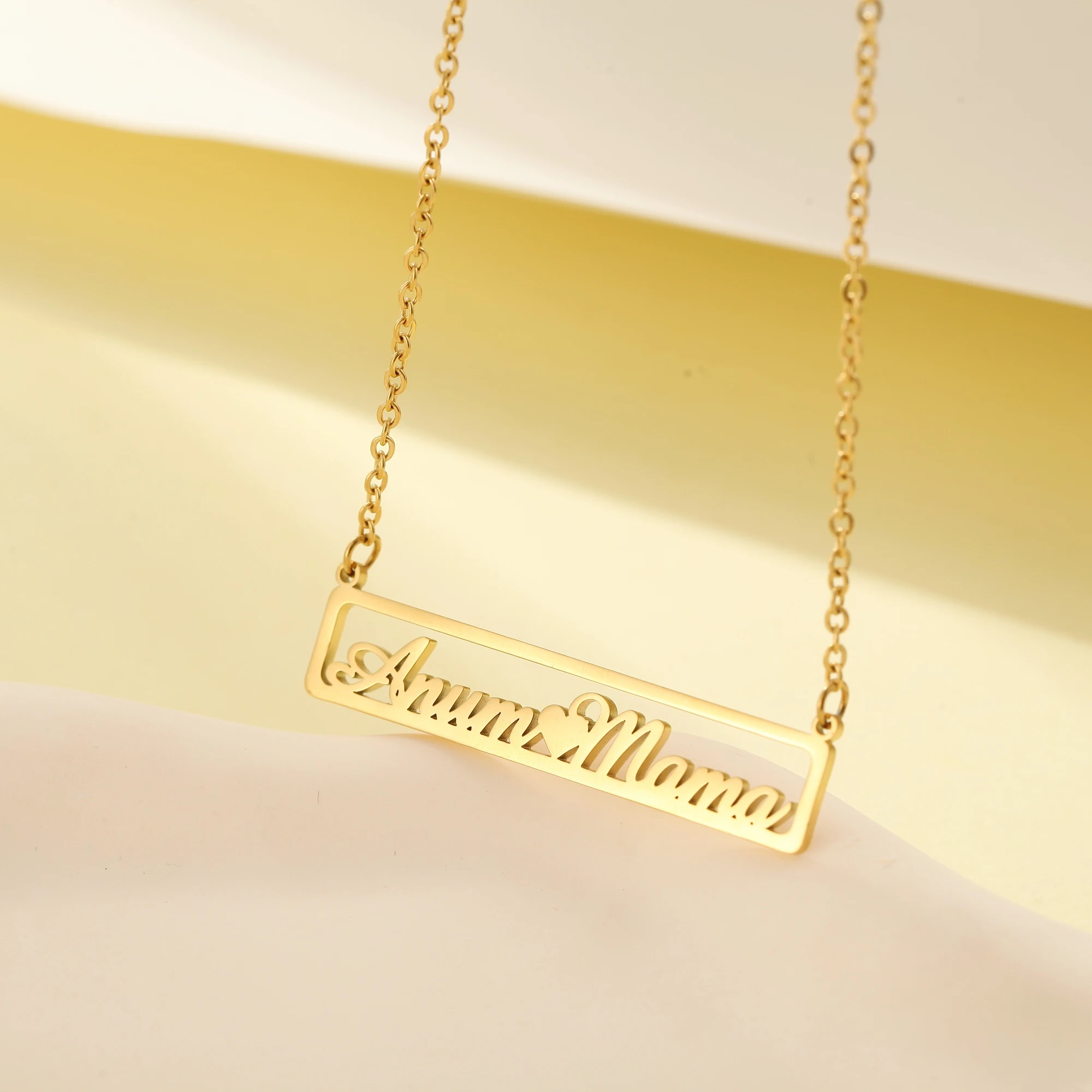 Custom Double Name Couple Necklace Square Long Two Name Personalized Necklace Unique Stainless Steel Jewelry Gift for Girlfriend