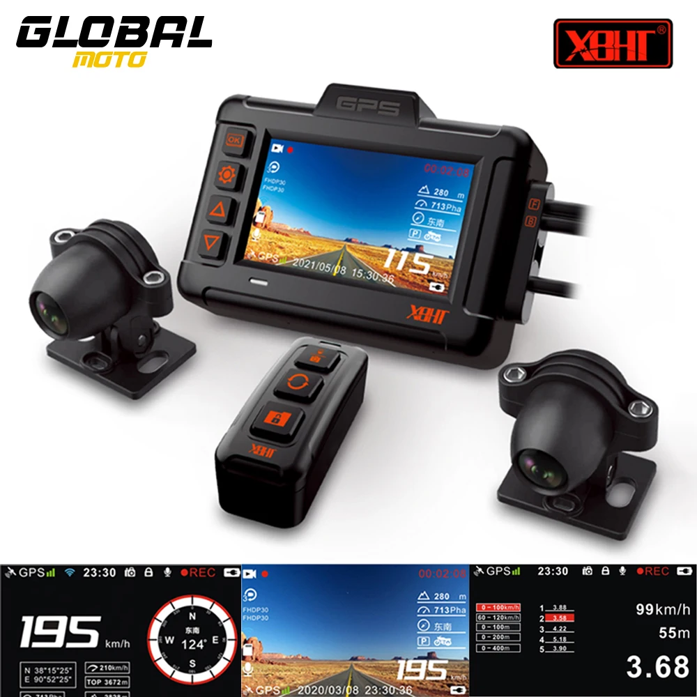 

Motorcycle Video Recorder Waterproof Motorcycle Driving GPS Recorder Rear View Driving Monitoring WiFi Night Vision Dual 1080P