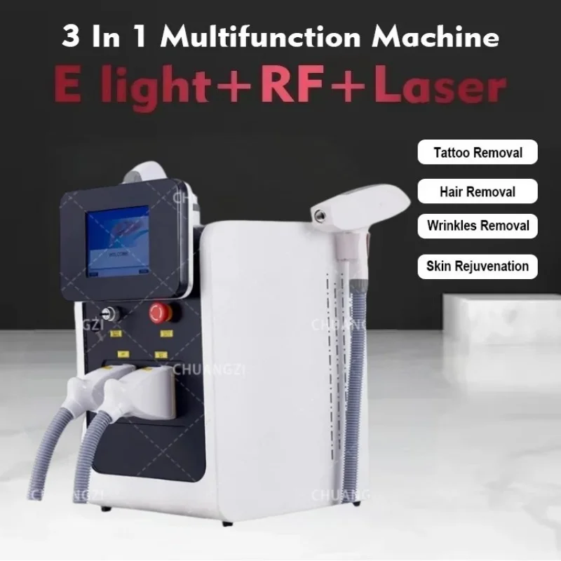 NEW 2025 Trend 3 In 1 Portable Multifun ction Beauty Machine Laser Hair Tatoo Removal Machine IPL+RF+Nd Yag Laser Machine 2