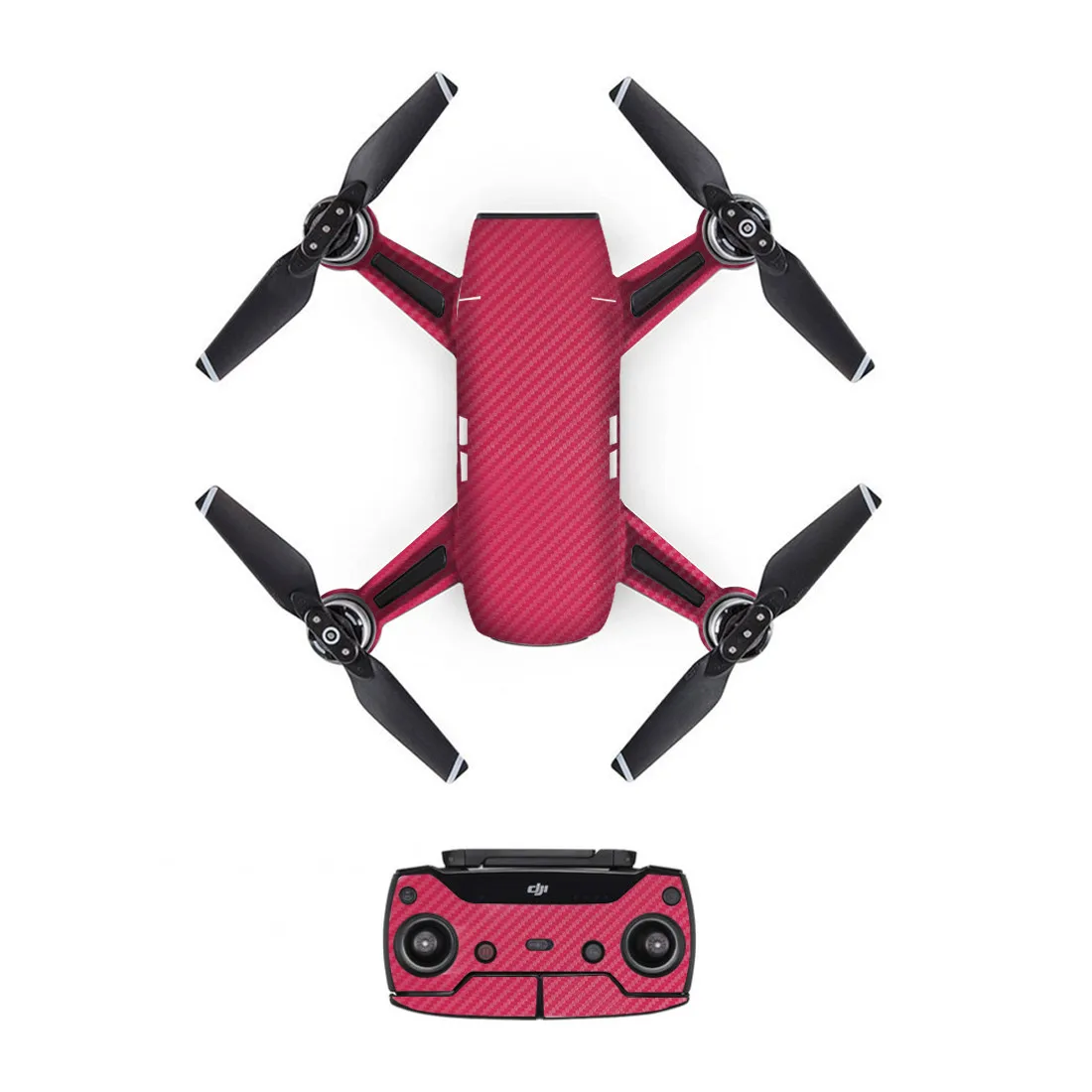 Carbon Fibre Style Decal PVC Skin Sticker For DJI Spark Drone + Remote Controllers + 3 Batteries Protection Film Cover
