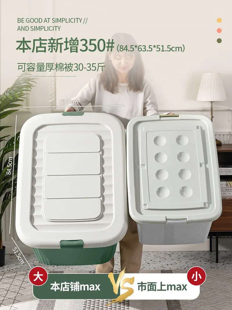 Heavy Duty Containers Super Big Plastic Storage Box Organizer with Lid and  Casters 30/50/80/120/170/250/350L